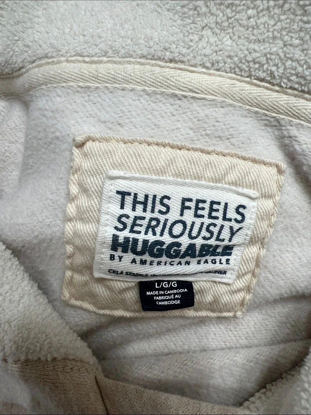 American Eagle Outfitters Beige Crewneck Hoodie with Dancing Bear Prints
